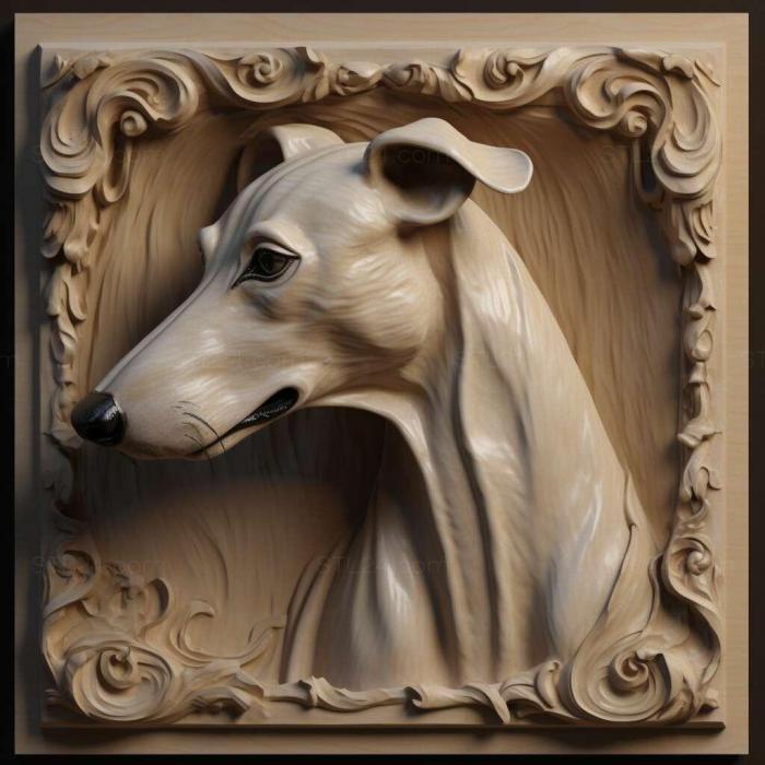 Природа и животные (Борзая собака 3, NATURE_7543) 3D модель для ЧПУ станка